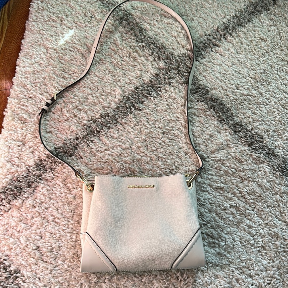 Michael Kors white pebbled crossbody bag